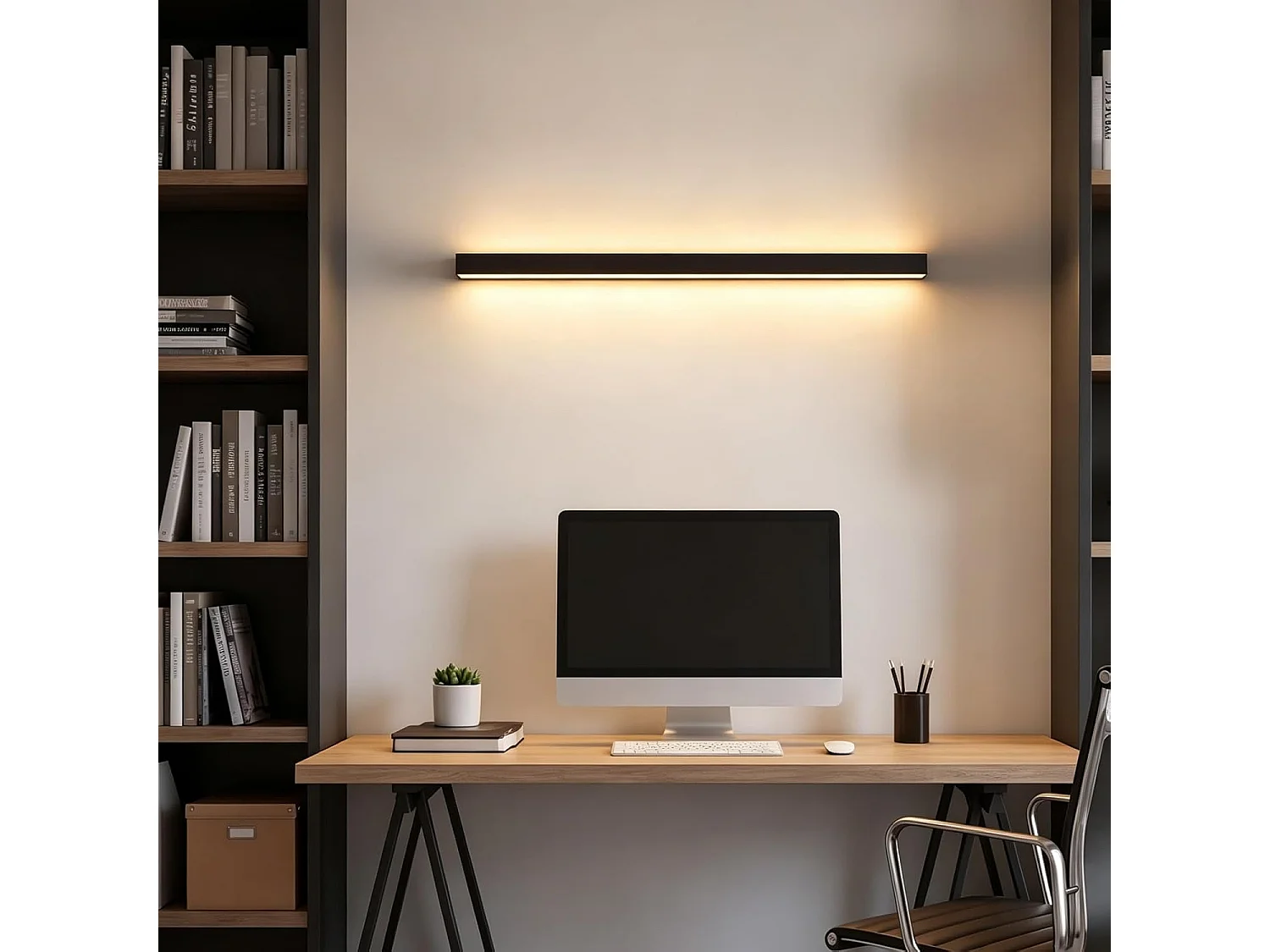 ZMH Applique murale LED d'intérieur Applique murale noire 60CM d'intérieur Hall d'entrée moderne Salle de bain