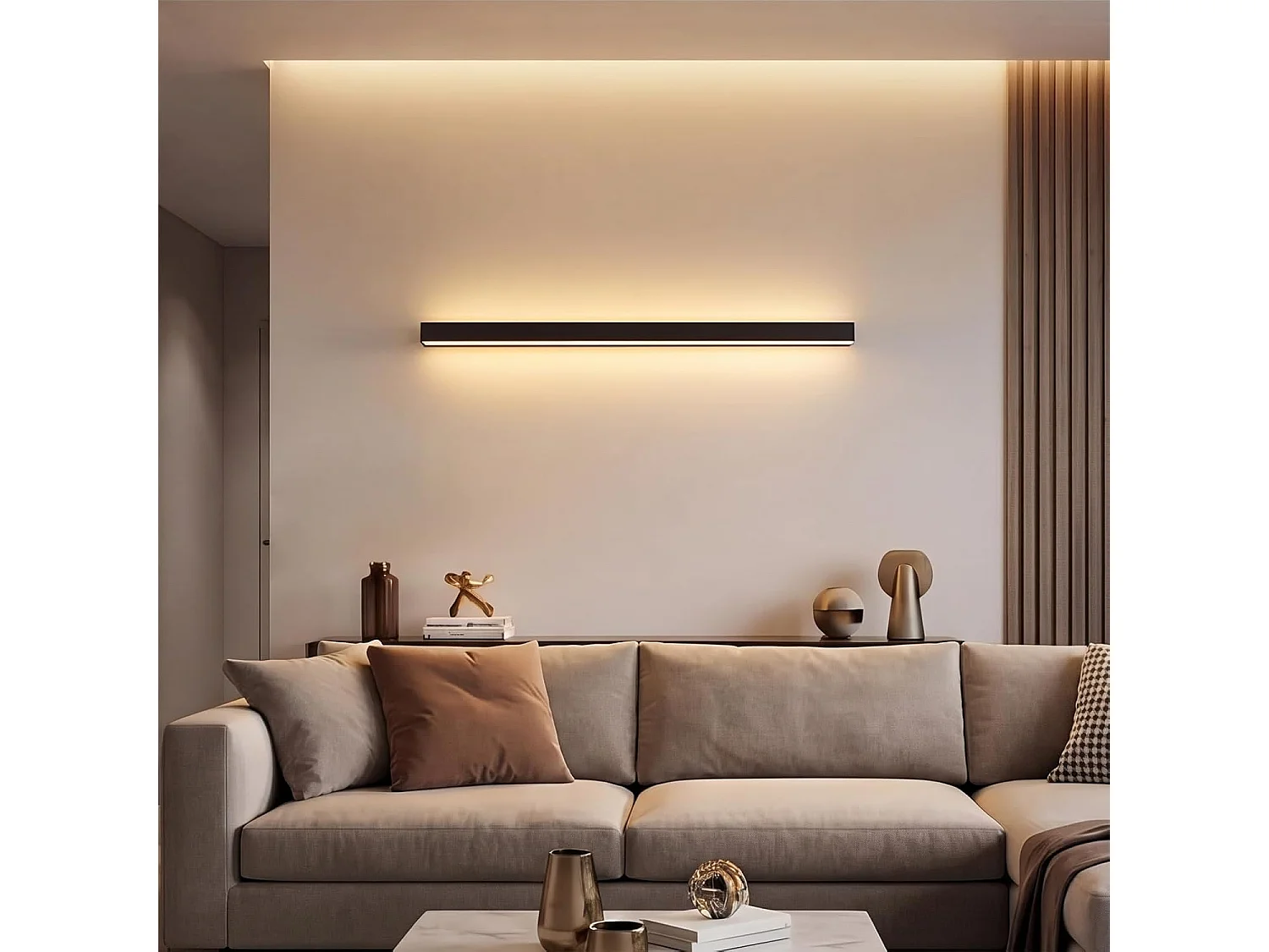 ZMH Applique murale LED d'intérieur Applique murale noire 60CM d'intérieur Hall d'entrée moderne Salle de bain