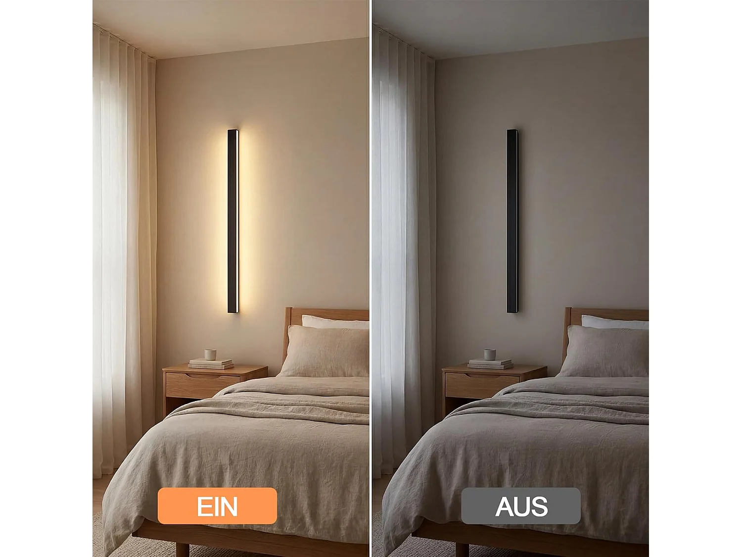 ZMH Applique murale LED d'intérieur Applique murale noire 60CM d'intérieur Hall d'entrée moderne Salle de bain