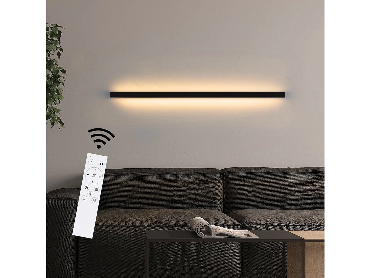 ZMH Applique murale LED intérieure noire 100CM moderne 15W lumière vers le haut et le bas pour couloir