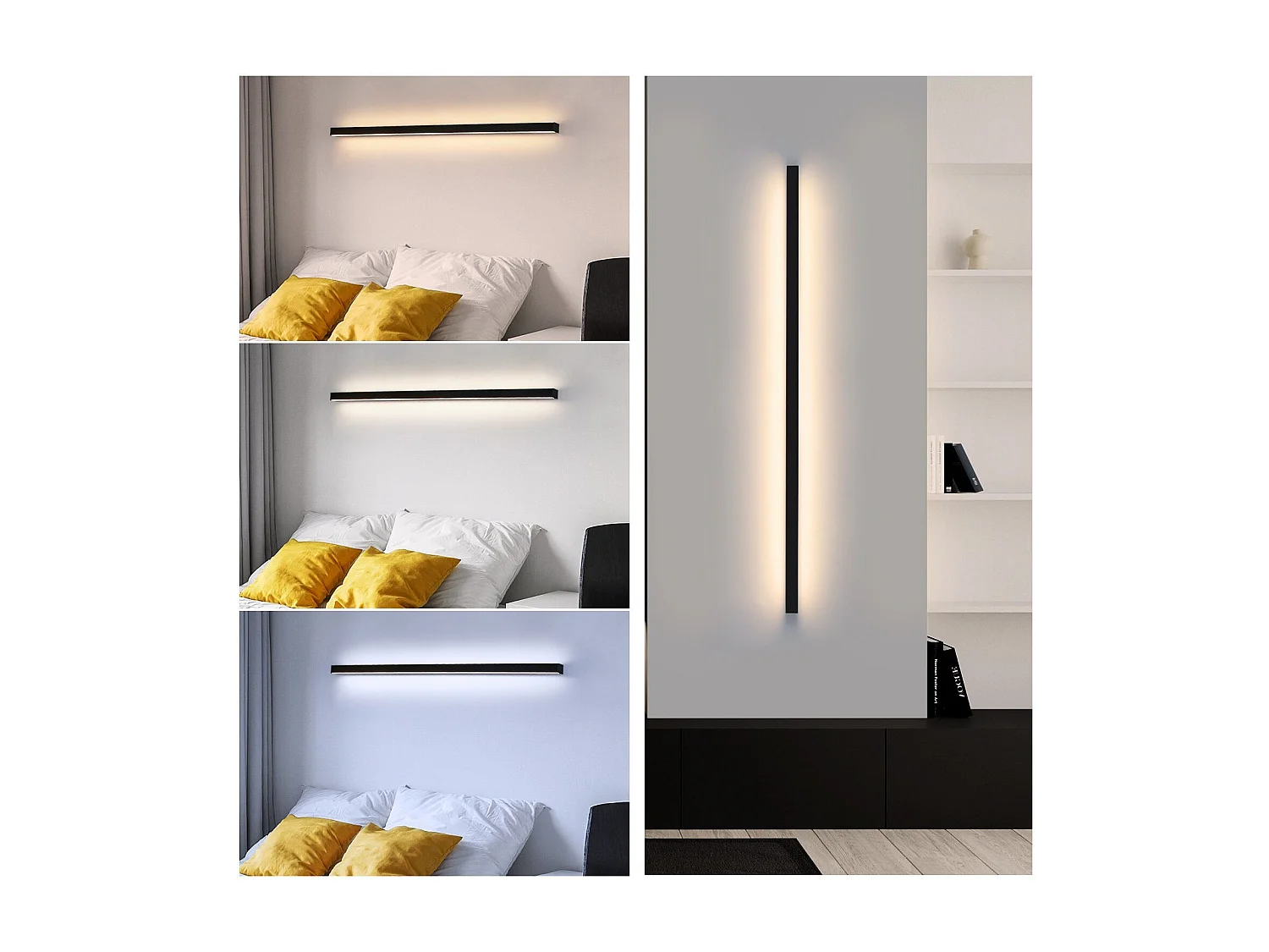 ZMH Applique murale LED intérieure noire 100CM moderne 15W lumière vers le haut et le bas pour couloir