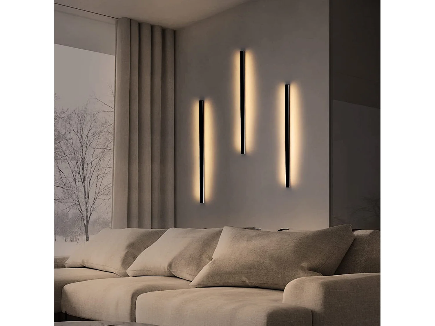 ZMH Applique murale LED intérieure noire 80CM moderne pour couloir et chambre