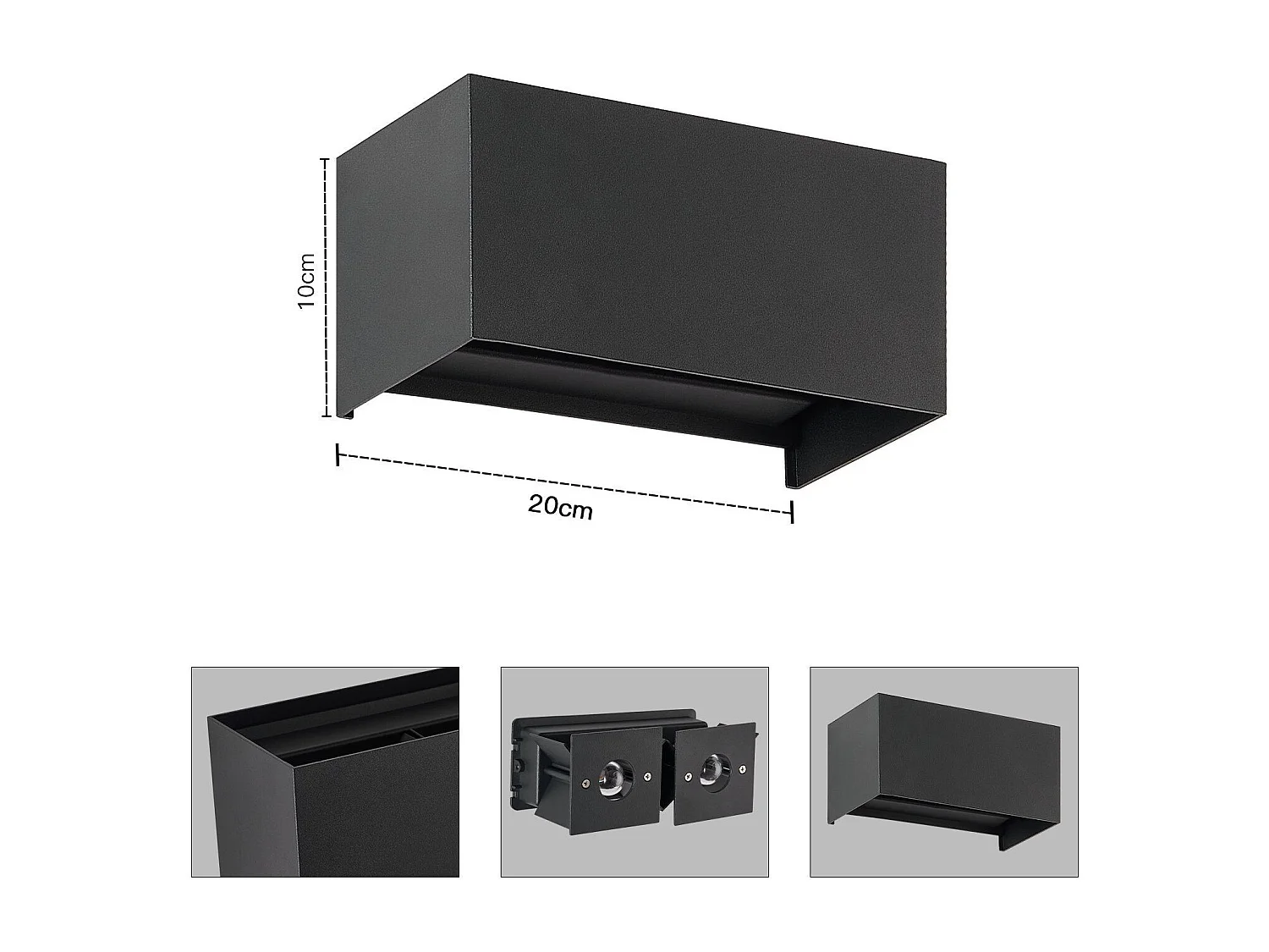 ZMH Lampe Murale LED Noire IP65, Lumière Blanche Chaude Réglable G9, Applique Intérieure/Extérieur pour Salon