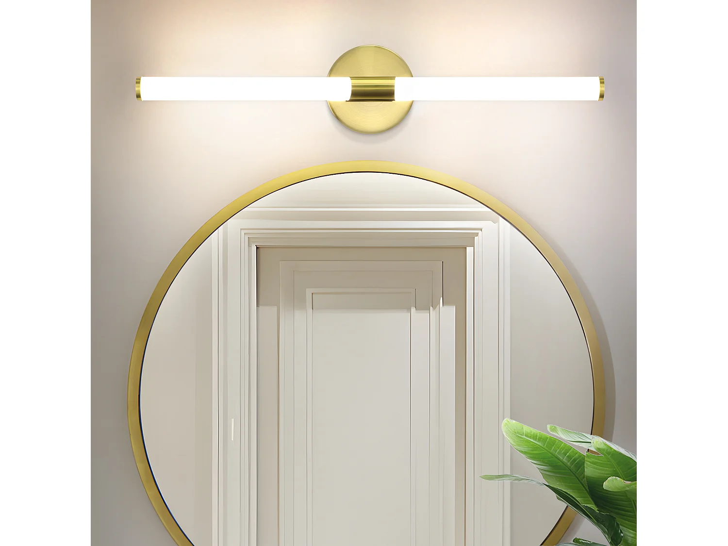 ZMH Applique murale de salle de bain dorée à LED pour miroir