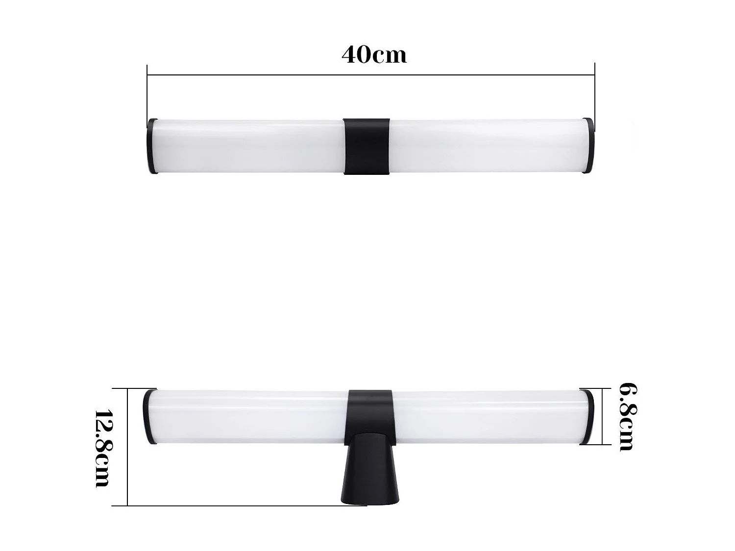 ZMH Lampe LED pour miroir de salle de bain 8W 40CM noir IP44 pour coiffeuse chambre à coucher