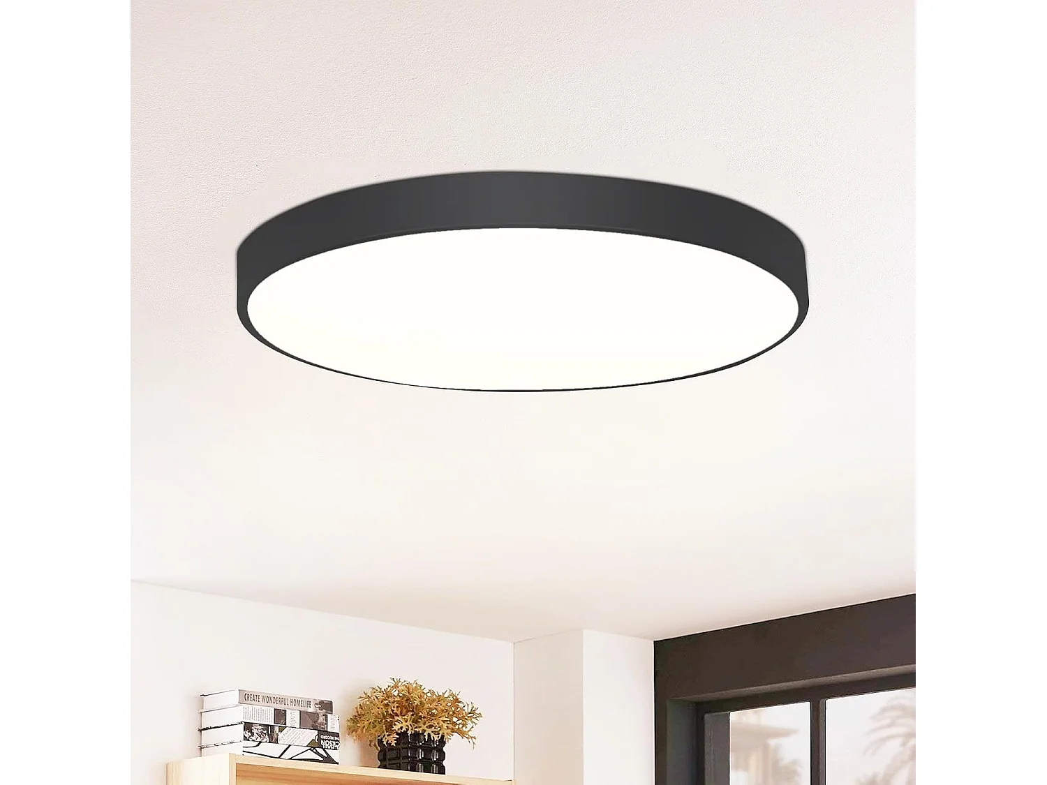 ZMH Plafonnier LED - Lampe de salle de bain ronde étanche IP44, diamètre 28 cm, moderne, 17 W, blanc