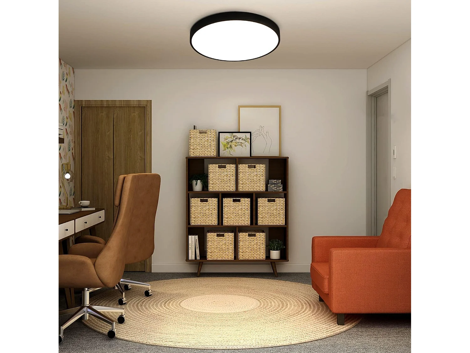ZMH Plafonnier LED - Lampe de salle de bain ronde étanche IP44, diamètre 28 cm, moderne, 17 W, blanc
