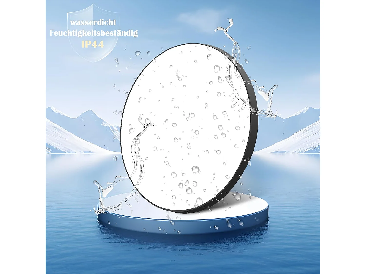 ZMH Plafonnier LED - Lampe de salle de bain ronde étanche IP44, diamètre 28 cm, moderne, 17 W, blanc