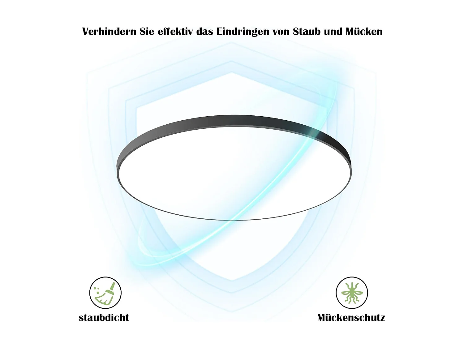 ZMH Plafonnier LED - Lampe de salle de bain ronde étanche IP44, diamètre 28 cm, moderne, 17 W, blanc