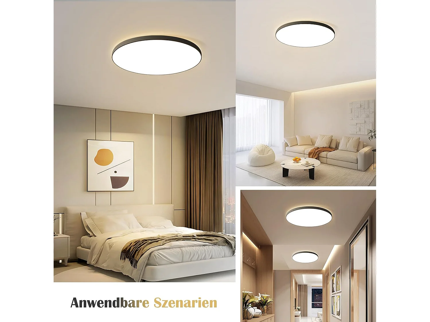 ZMH Plafonnier LED - Lampe de salle de bain ronde étanche IP44, diamètre 28 cm, moderne, 17 W, blanc