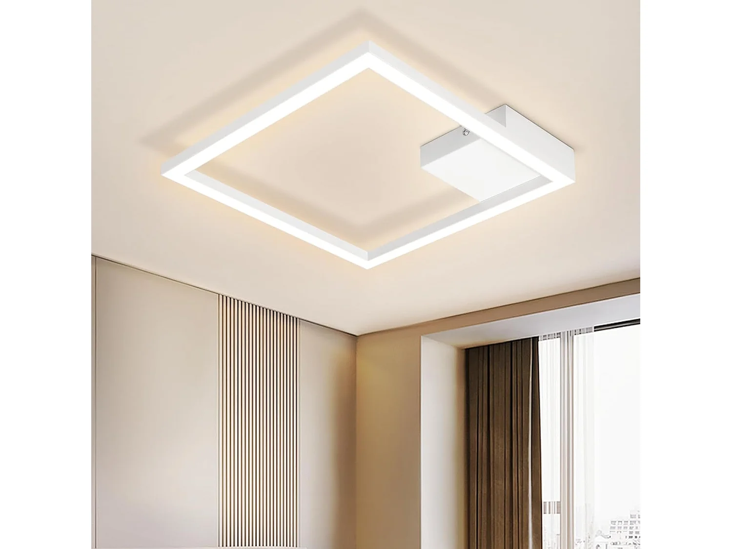 ZMH Plafonnier LED Salon Blanc Carré Couloir Moderne 3000 K Cuisine