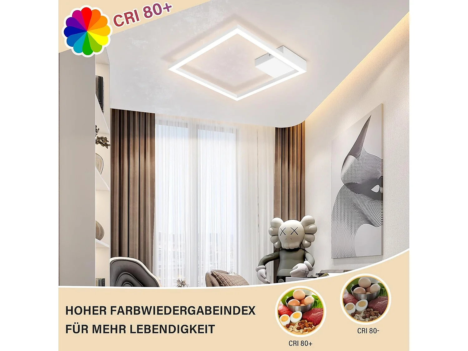 ZMH Plafonnier LED Salon Blanc Carré Couloir Moderne 3000 K Cuisine