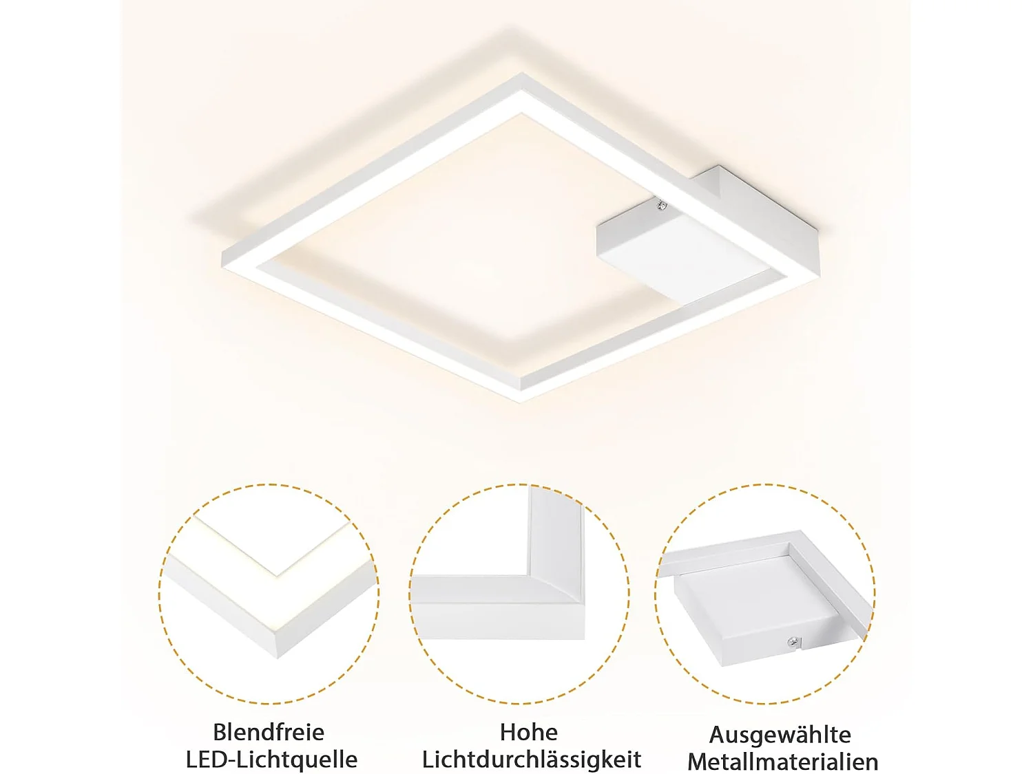 ZMH Plafonnier LED Salon Blanc Carré Couloir Moderne 3000 K Cuisine