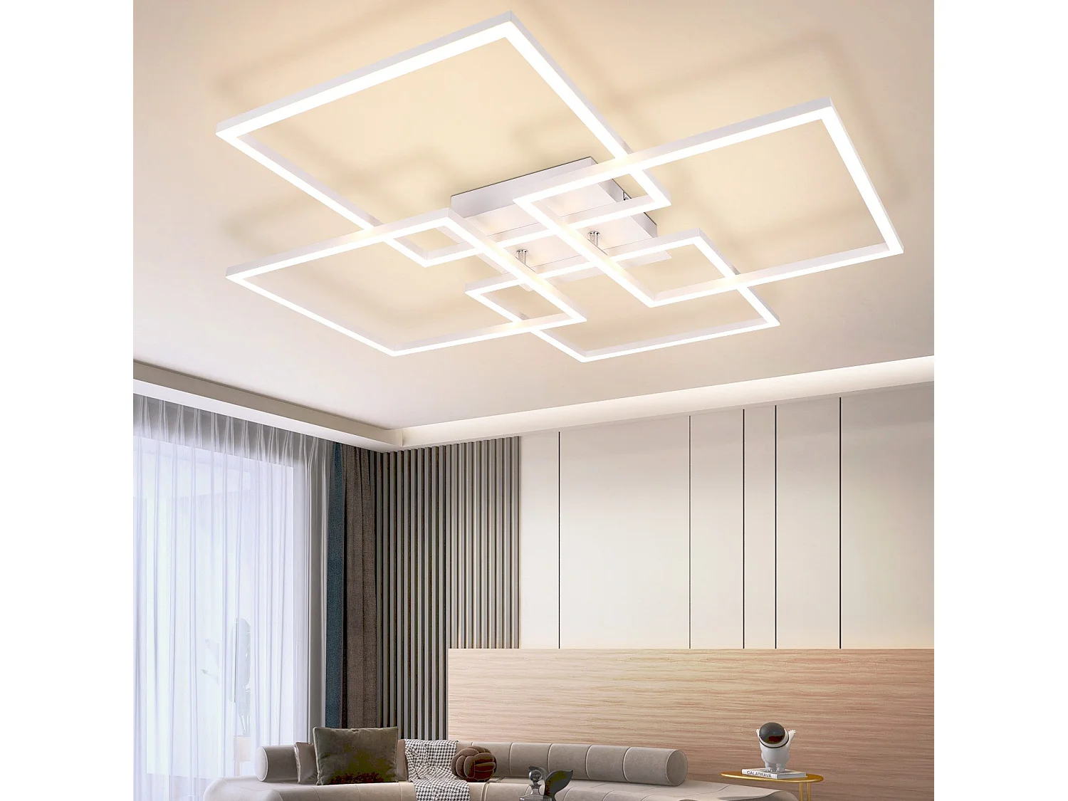 ZMH Plafonnier LED Moderne 32W avec Cadres Rectangulaires pour Salon et Chambre
