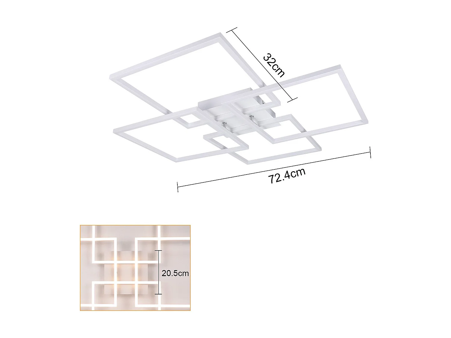 ZMH Plafonnier LED Moderne 32W avec Cadres Rectangulaires pour Salon et Chambre