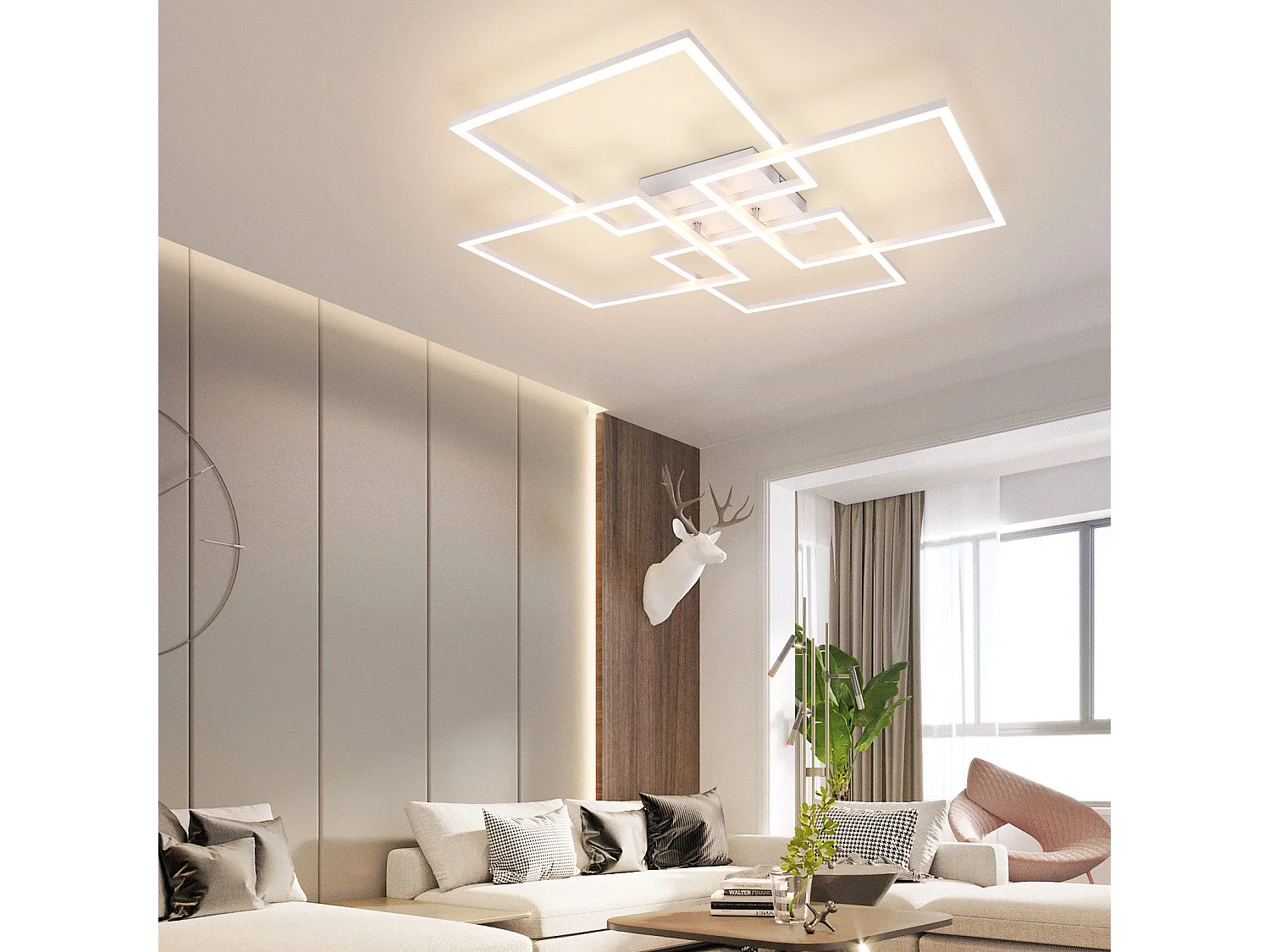 ZMH Plafonnier LED Moderne 32W avec Cadres Rectangulaires pour Salon et Chambre