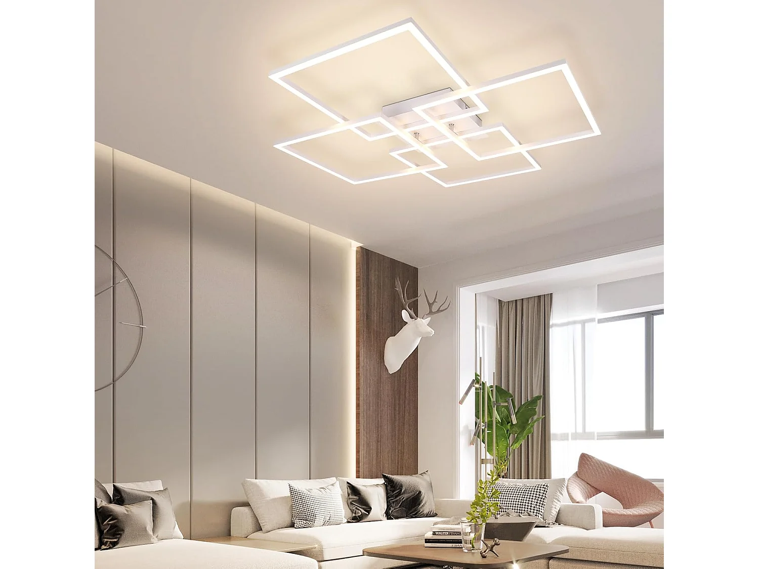 ZMH Plafonnier LED Moderne 32W avec Cadres Rectangulaires pour Salon et Chambre
