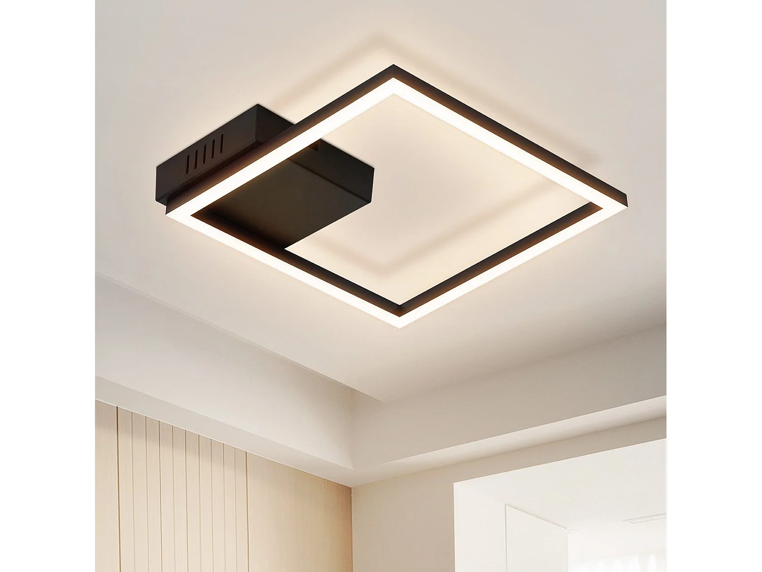 ZMH Plafonnier LED noir moderne pour salon, salle à manger, couloir, 3000 K