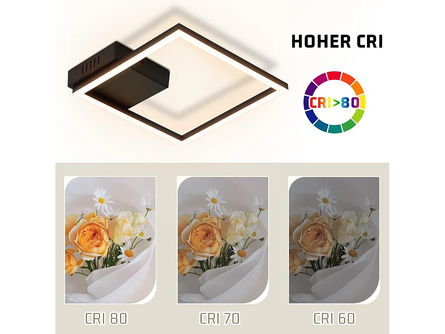 ZMH Plafonnier LED noir moderne pour salon, salle à manger, couloir, 3000 K