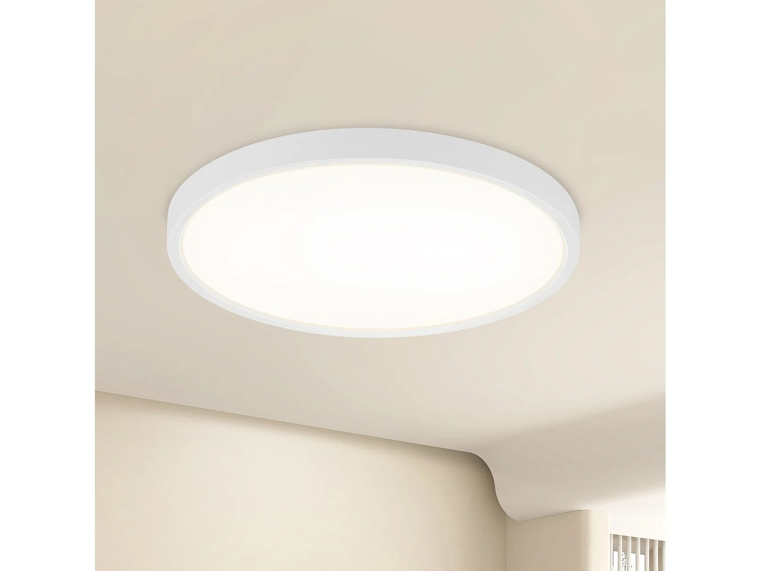 ZMH Plafonnier LED plat 18 cm - 15 W, Blanc, 4000 K - Éclairage moderne cuisine, couloir, chambre