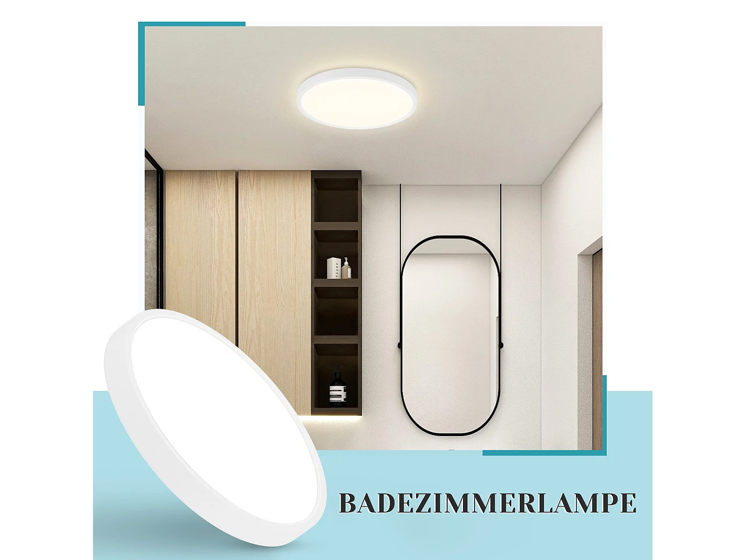 ZMH Plafonnier LED plat 18 cm - 15 W, Blanc, 4000 K - Éclairage moderne cuisine, couloir, chambre