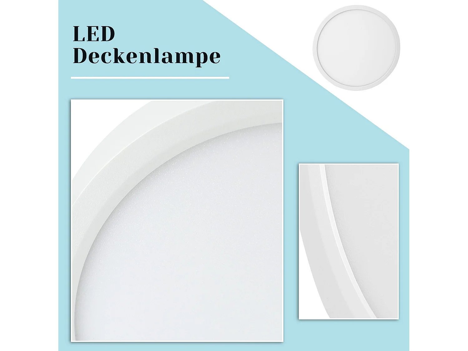 ZMH Plafonnier LED plat 18 cm - 15 W, Blanc, 4000 K - Éclairage moderne cuisine, couloir, chambre