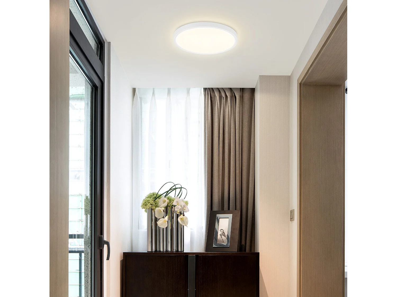 ZMH Plafonnier LED plat 18 cm - 15 W, Blanc, 4000 K - Éclairage moderne cuisine, couloir, chambre