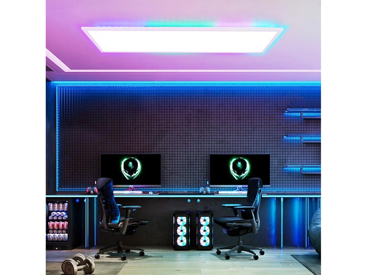 ZMH Plafonnier LED pour salon, panneau de plafond à intensité variable, long, changement de couleur RVB, atelier, couloir