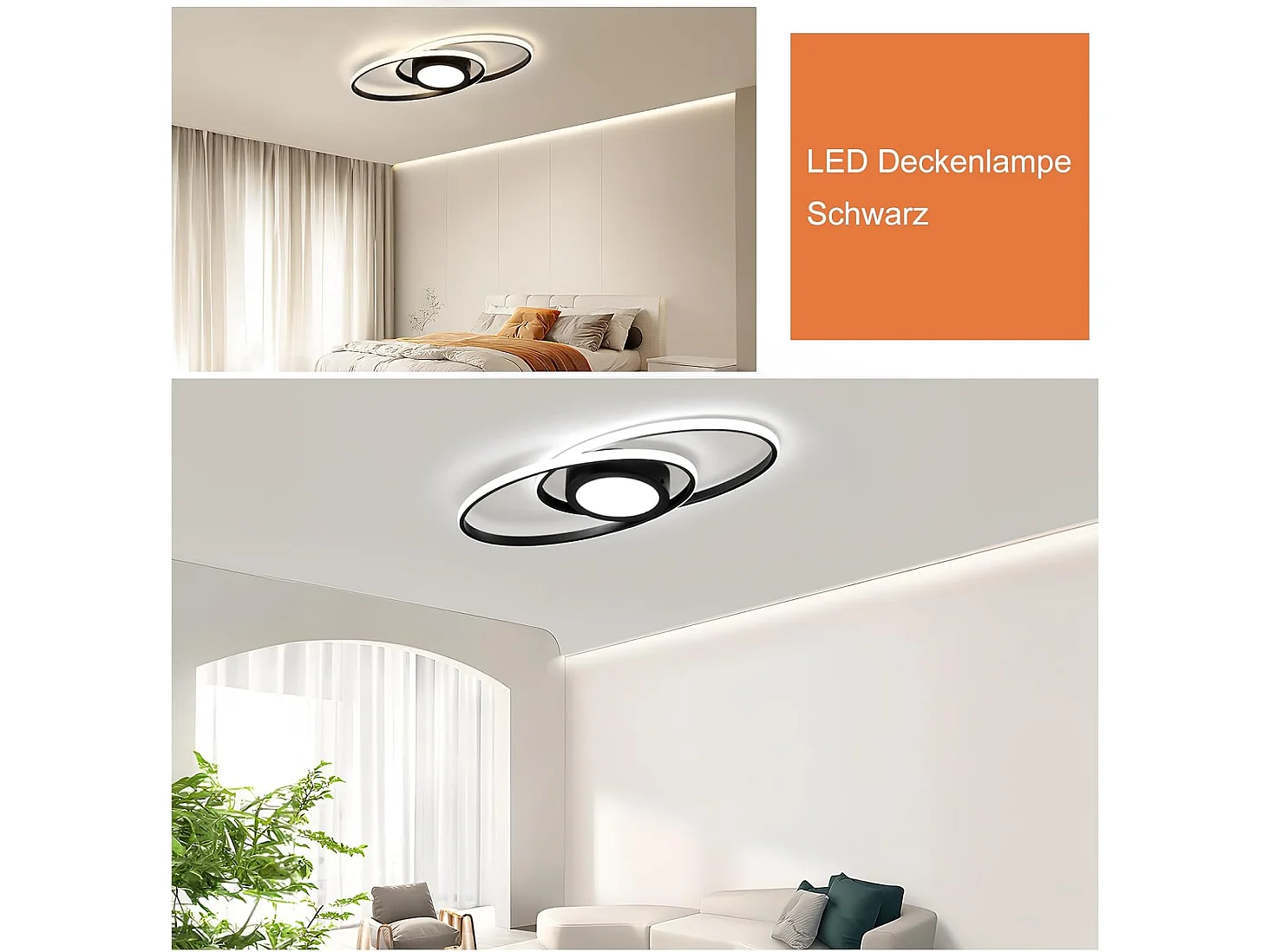 ZMH Plafonnier LED moderne à intensité variable 48 W avec télécommande pour couloir