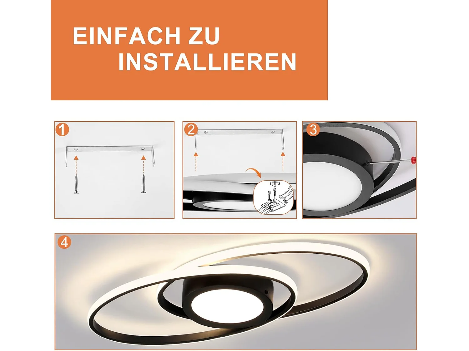 ZMH Plafonnier LED moderne à intensité variable 48 W avec télécommande pour couloir