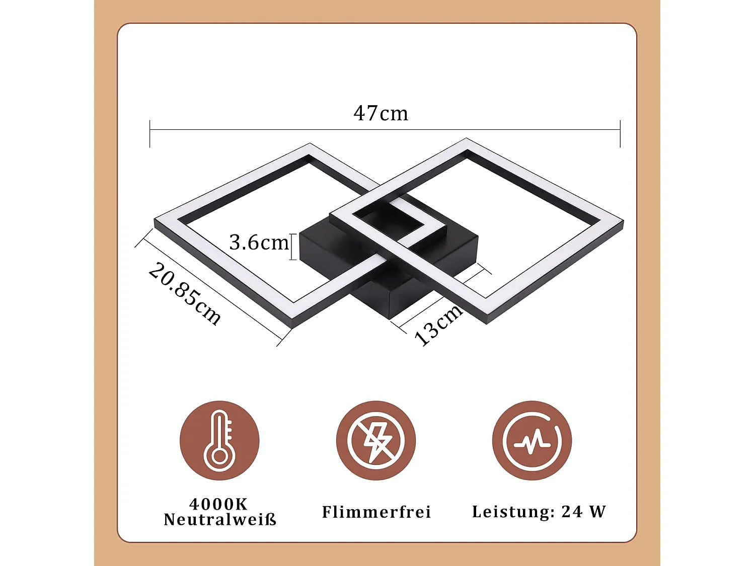 ZMH Plafonnier LED Moderne 24W pour Chambre et Couloir - Design Élégant et Efficace