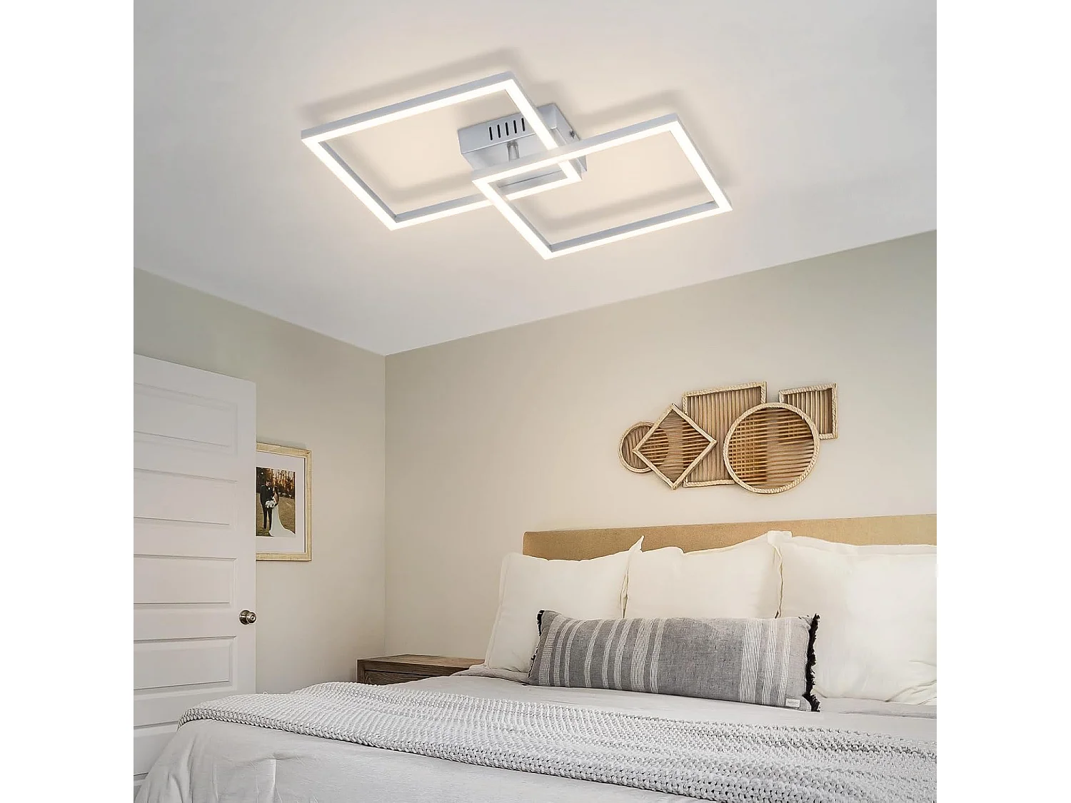 ZMH Plafonnier LED argenté 24W 4000K plafonnier salon carrée moderne lampe de chambre pour couloir bureau