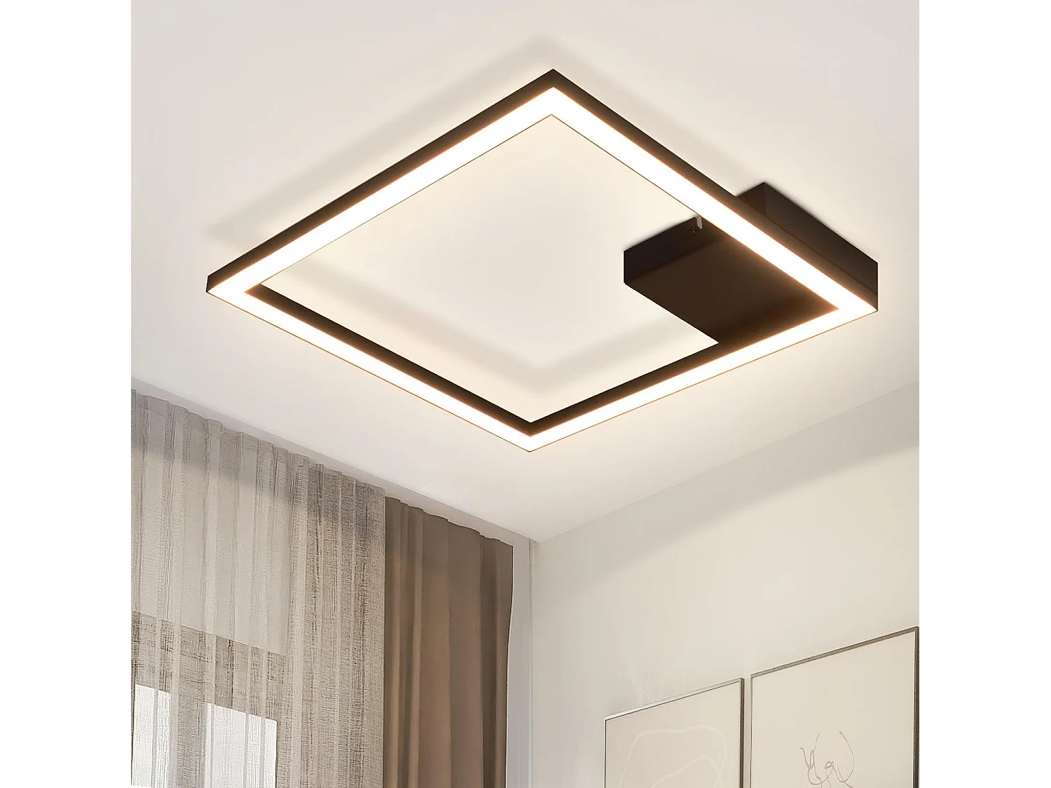 ZMH Plafonnier LED Salon Noir Carré Couloir Moderne 3000 K Cuisine