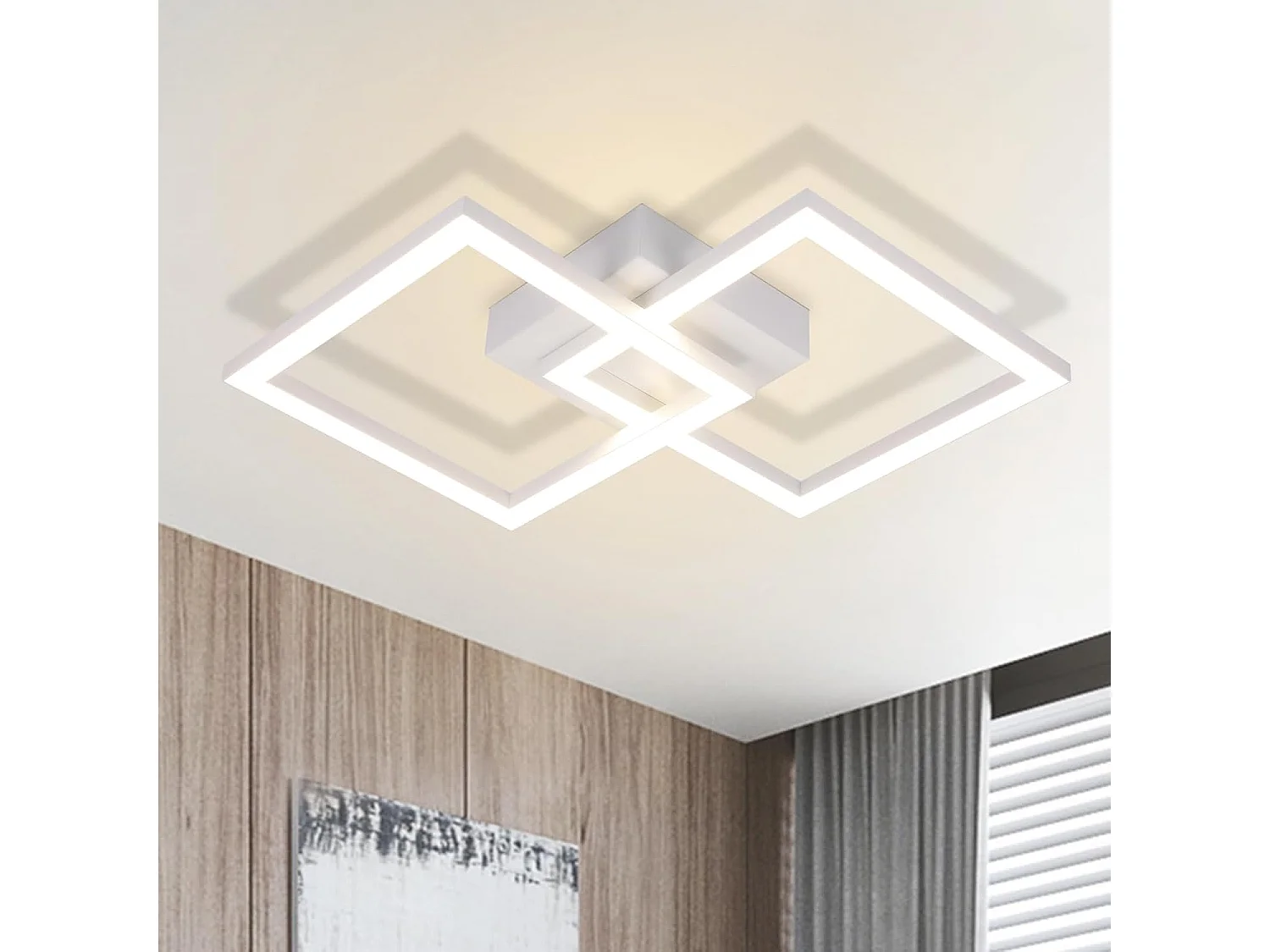 ZMH Plafonnier LED Carré 24W Blanc Design Moderne 4000K Blanc Neutre - Pour Cuisine Salon Chambre Couloir
