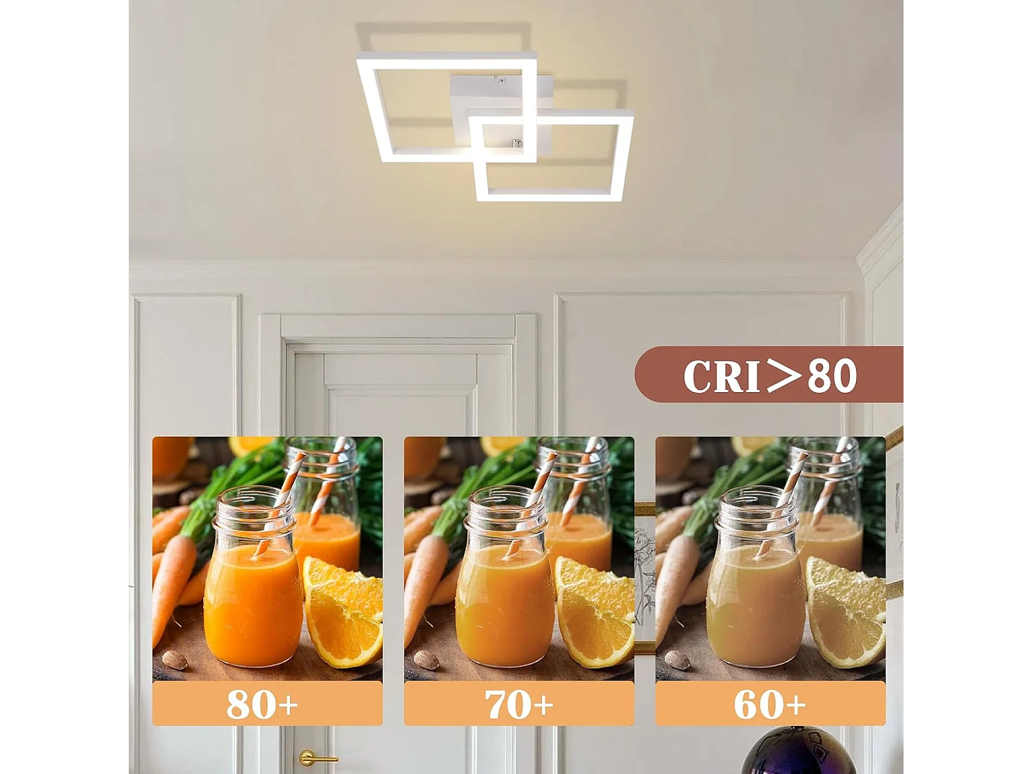 ZMH Plafonnier LED Carré 24W Blanc Design Moderne 4000K Blanc Neutre - Pour Cuisine Salon Chambre Couloir