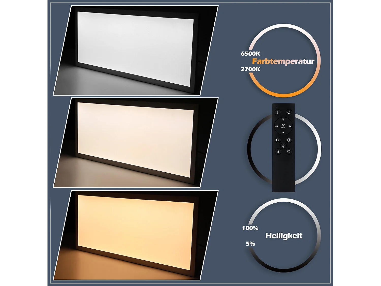 ZMH Plafonnier LED, 80 x 30 cm,39W, 3000 K Dimmable, Plat, Lampe avec Télécommande, Panneau, Blanc, Lampe de Bureau pour Cuisine
