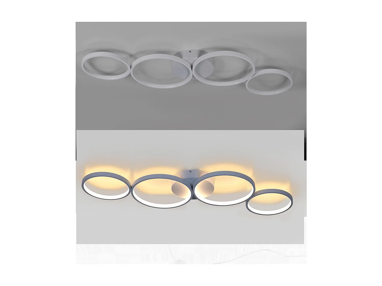 ZMH Plafonnier LED Lampe Chandelier de salon Moderne 4 anneaux de flammes Optique avec télécommande