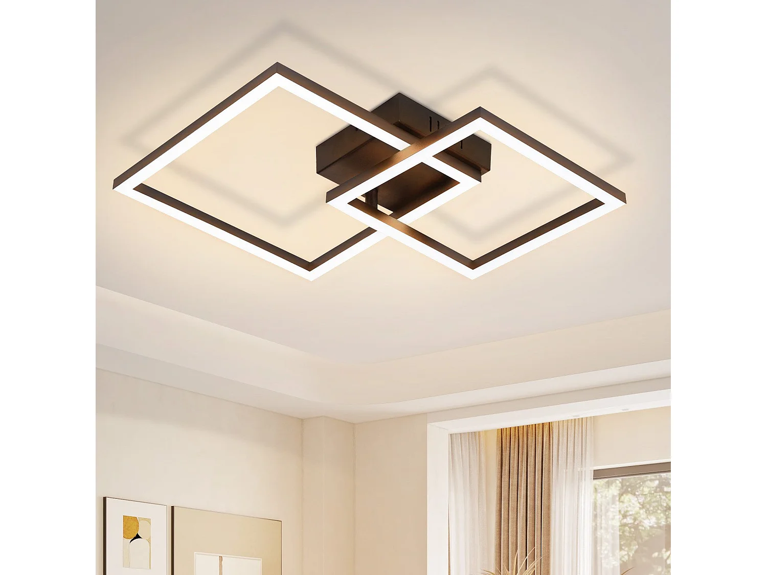 ZMH Plafonnier LED salon - carré noir 20W angulaire 3000K plafonnier couloir