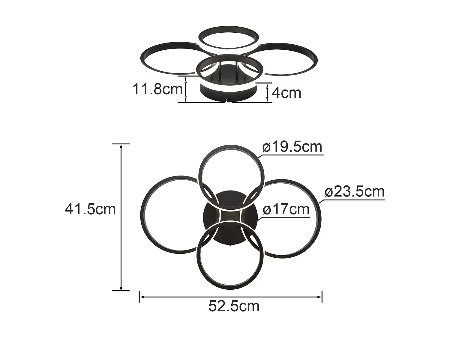 ZMH Plafonnier LED design moderne noir 48W 55cm dimmable avec télécommande  chambre ou cuisine.