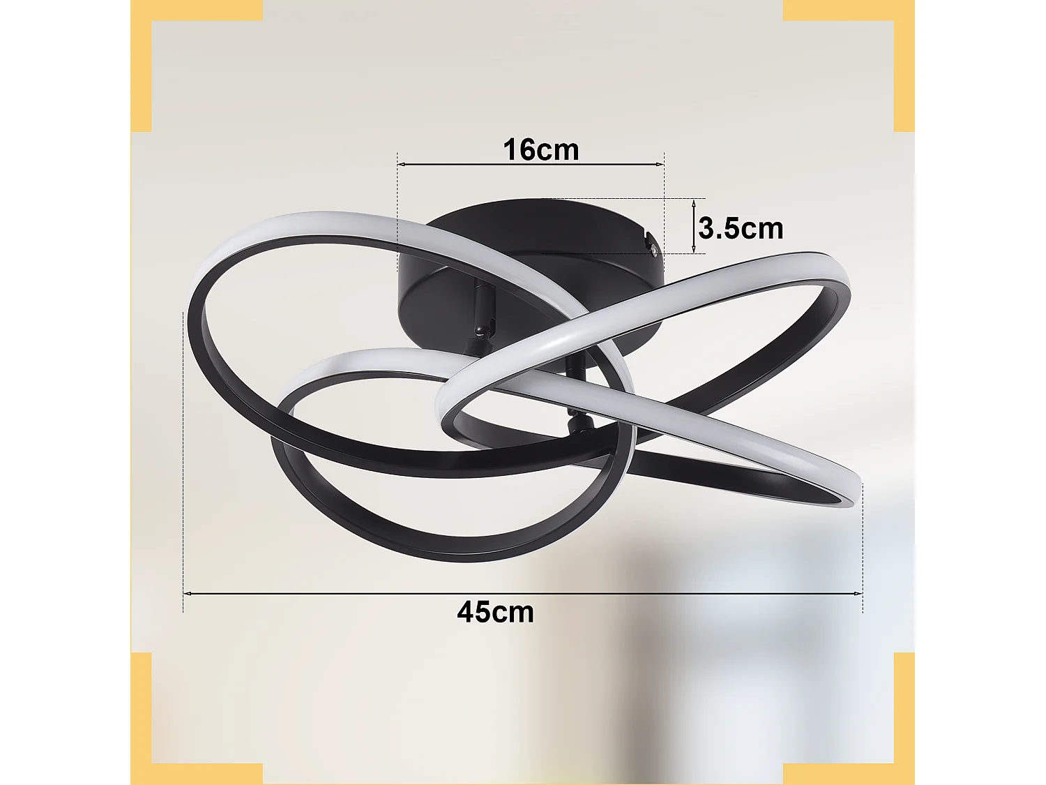 ZMH Plafonnier LED Moderne – Design Fleur Noir, 28W, Blanc Chaud 3000K, pour Cuisine