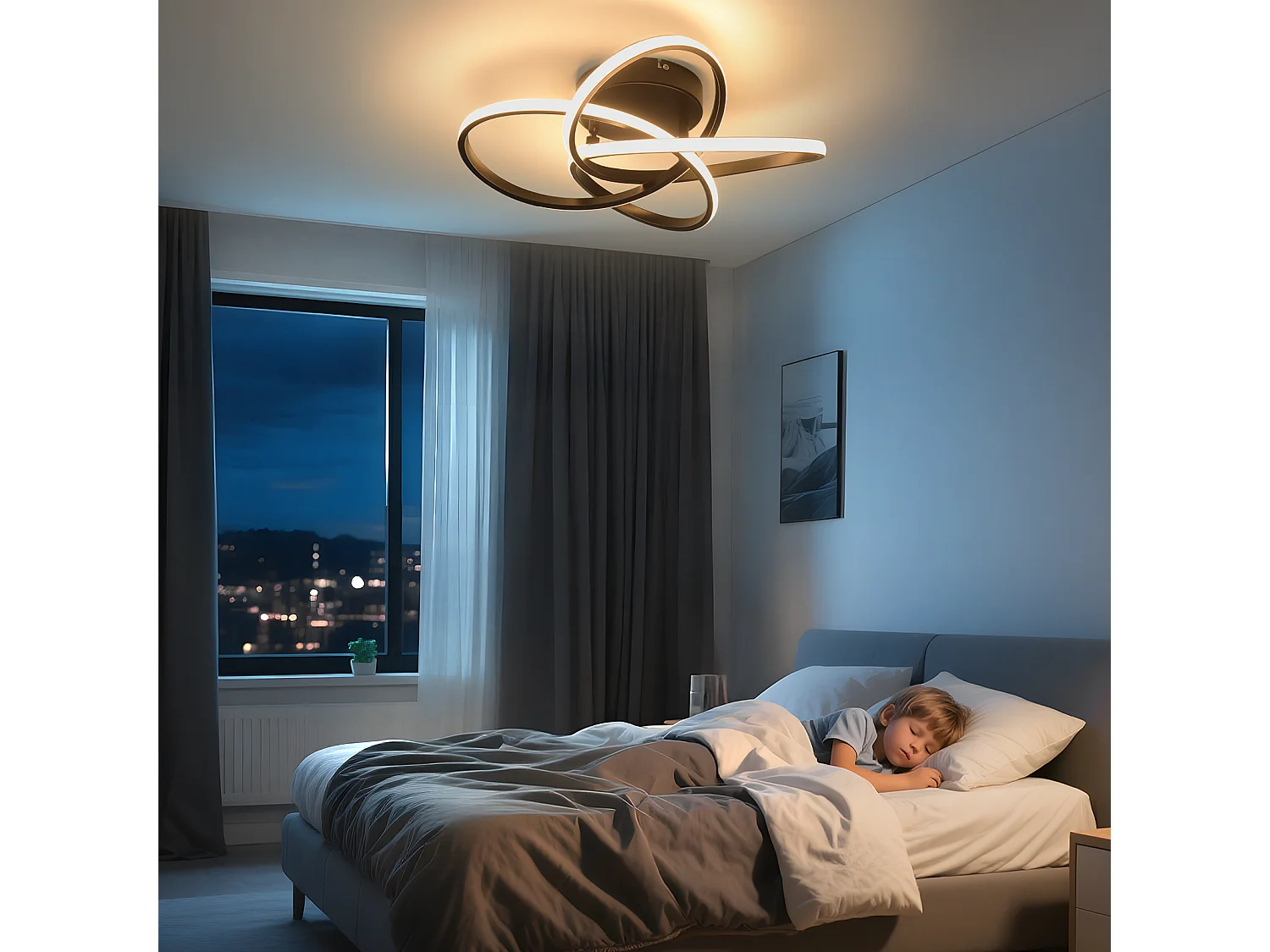 ZMH Plafonnier LED Moderne – Design Fleur Noir, 28W, Blanc Chaud 3000K, pour Cuisine