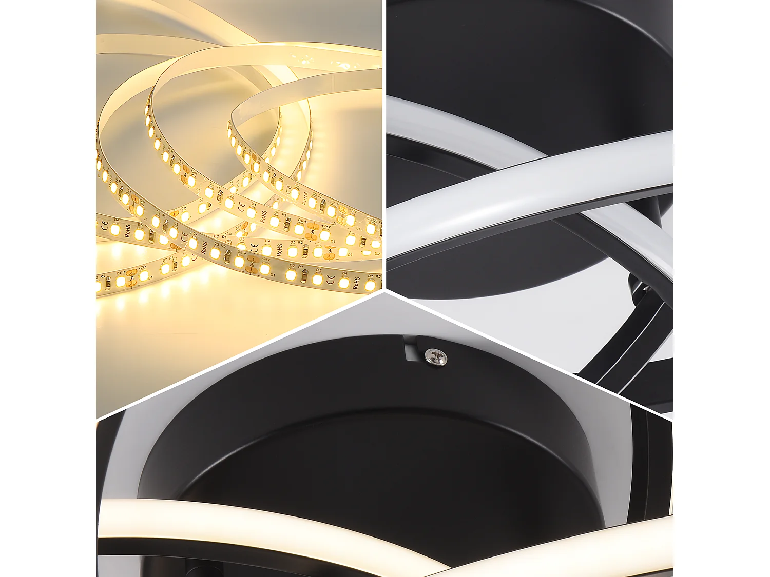 ZMH Plafonnier LED Moderne – Design Fleur Noir, 28W, Blanc Chaud 3000K, pour Cuisine