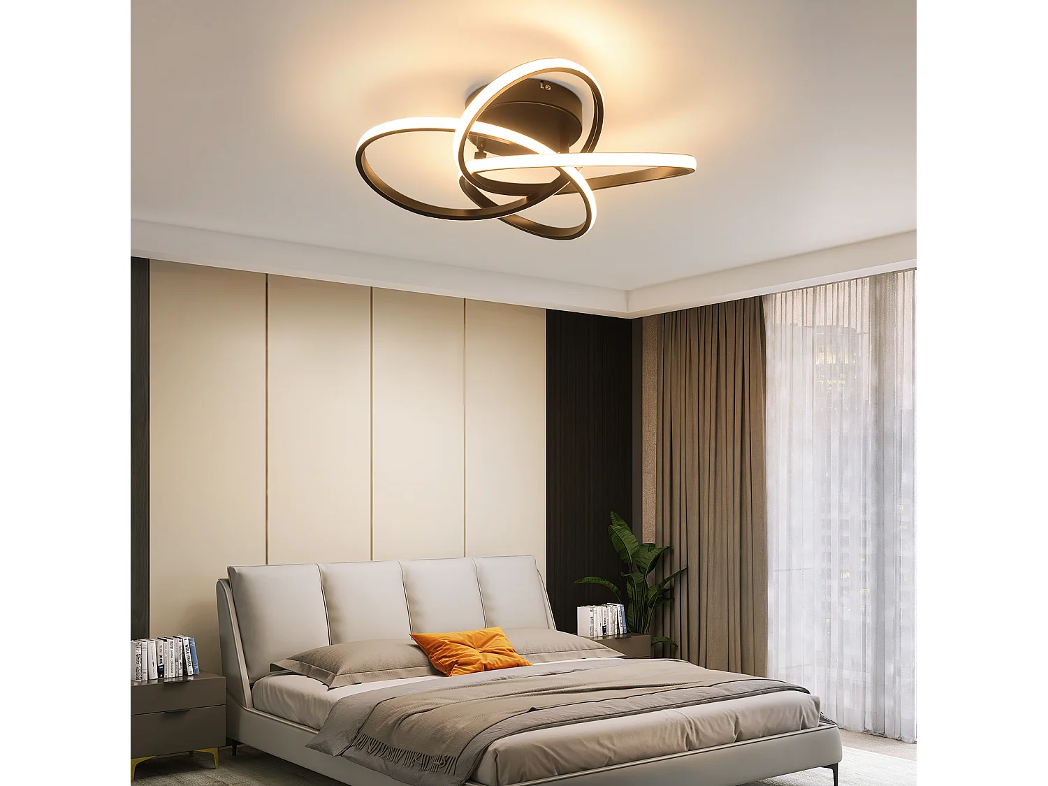 ZMH Plafonnier LED Moderne – Design Fleur Noir, 28W, Blanc Chaud 3000K, pour Cuisine