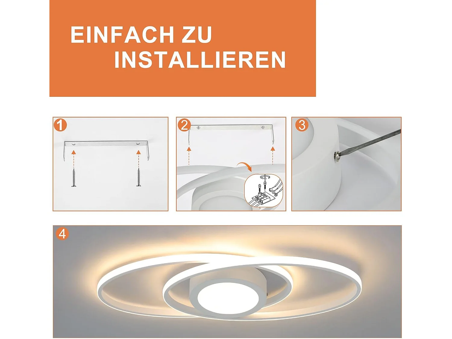 ZMH Plafonnier LED  moderne à intensité variable 48 W avec télécommande pour couloir