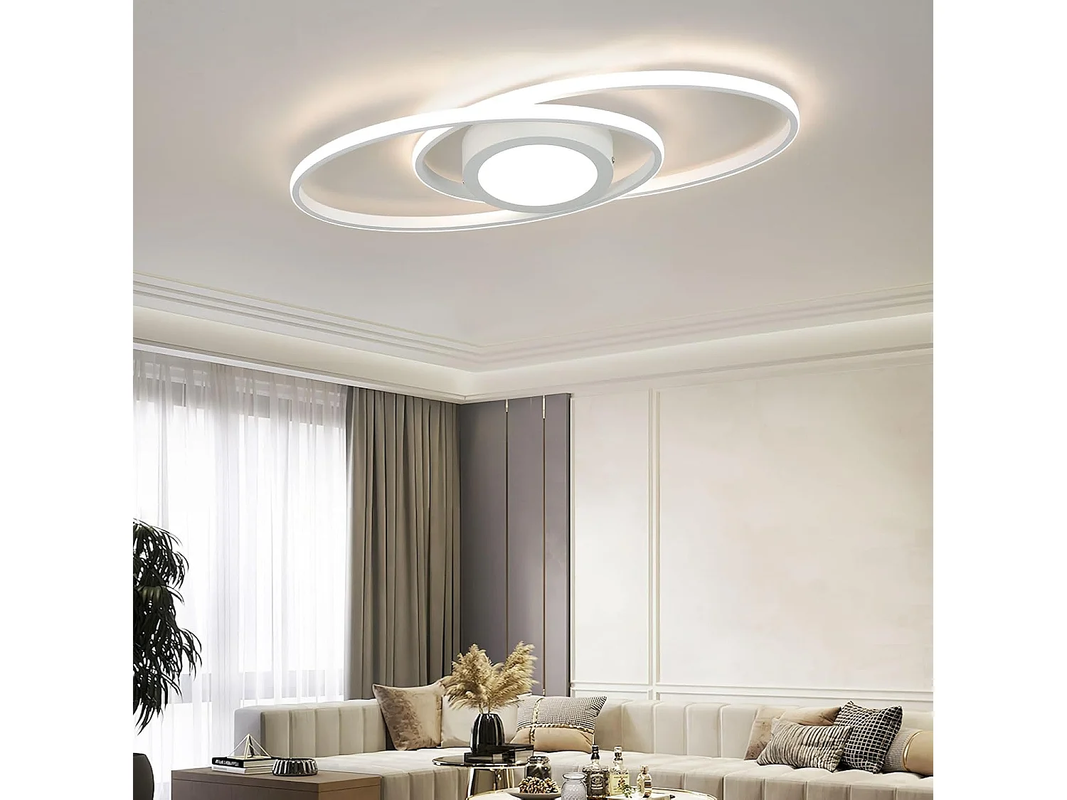 ZMH Plafonnier LED  moderne à intensité variable 48 W avec télécommande pour couloir