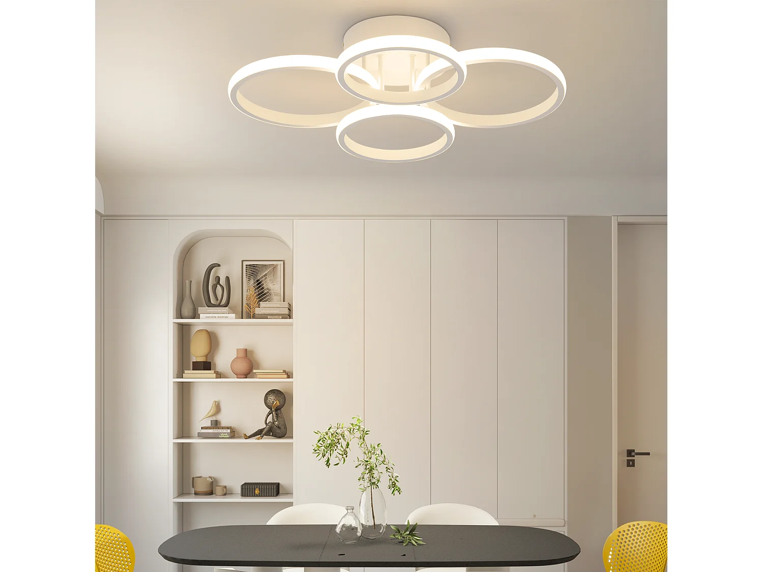 ZMH Plafonnier LED moderne blanc 48W 55cm dimmable avec télécommande pour salon chambre