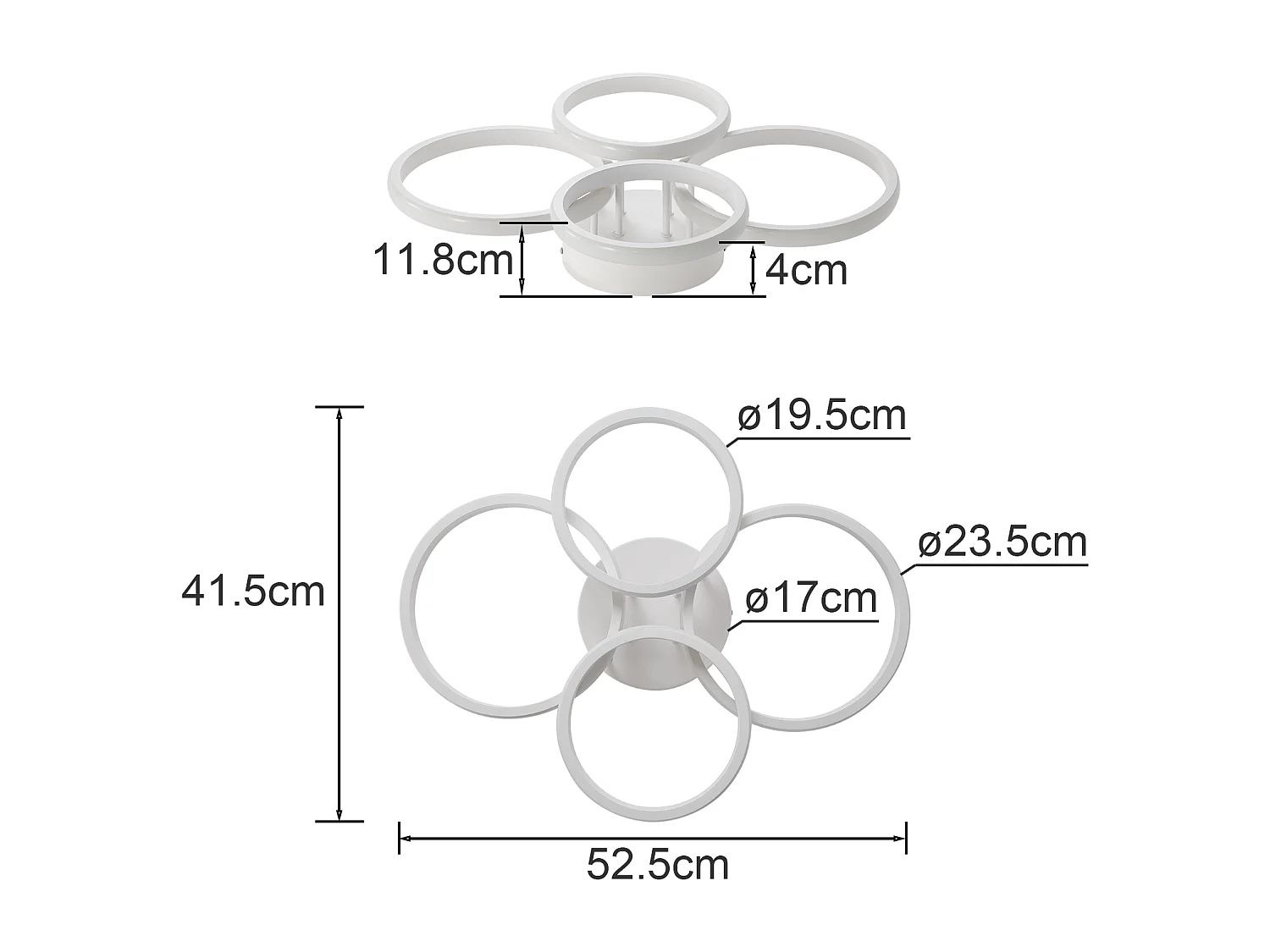 ZMH Plafonnier LED moderne blanc 48W 55cm dimmable avec télécommande pour salon chambre