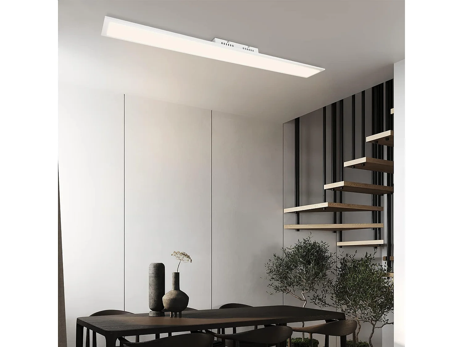 ZMH Plafonnier LED 42W blanc 3360lm 120x15cm panneau dimmable avec télécommande pour salon moderne chambre bureau cuisine couloir