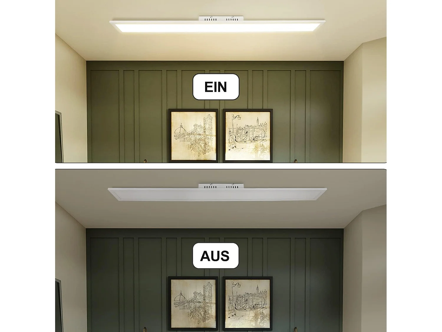 ZMH Plafonnier LED 42W blanc 3360lm 120x15cm panneau dimmable avec télécommande pour salon moderne chambre bureau cuisine couloir