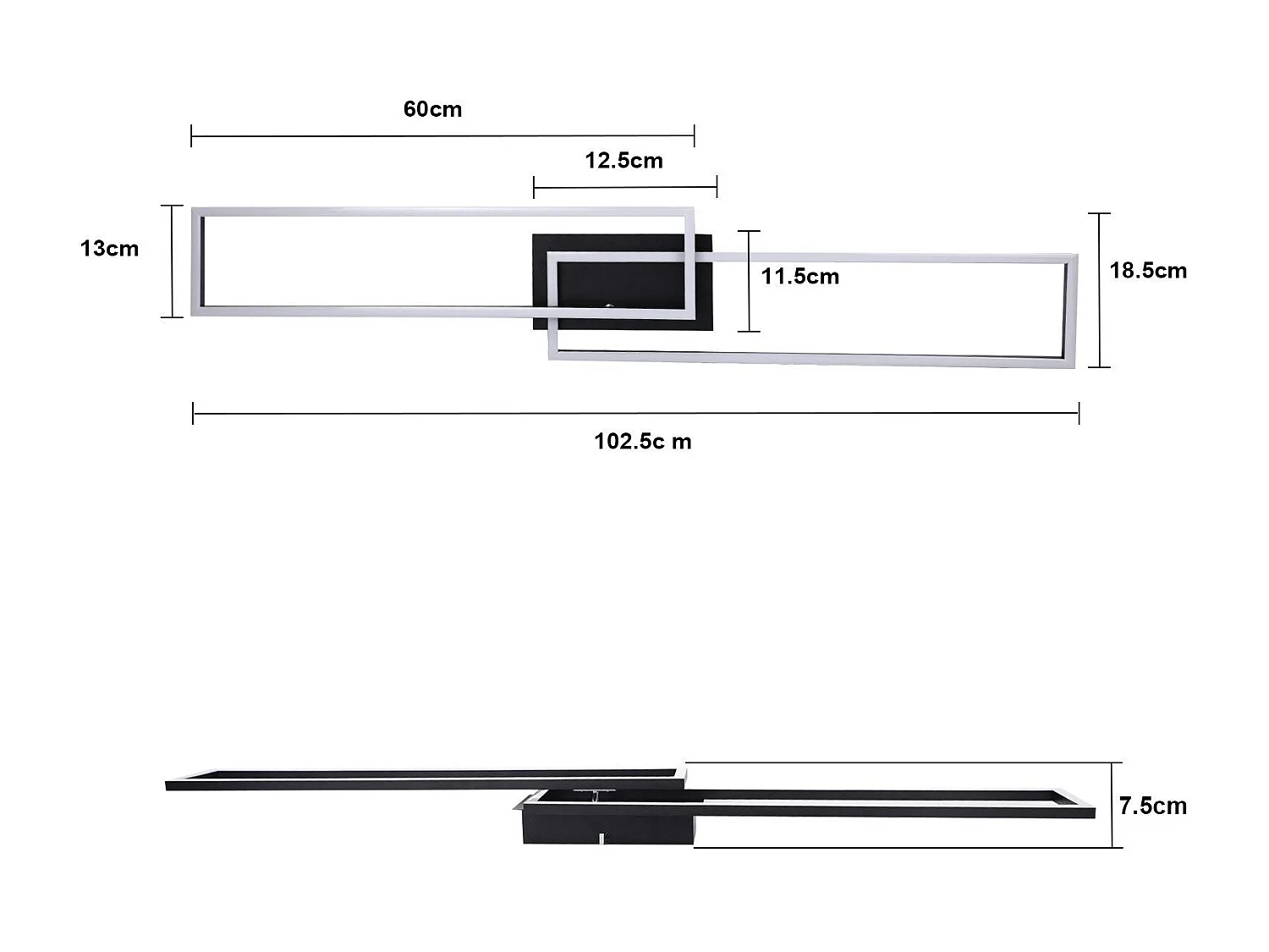 ZMH Plafonnier LED  à 2 cadres design moderne 32W 3 000K  idéal pour un salon ou une chambre à coucher